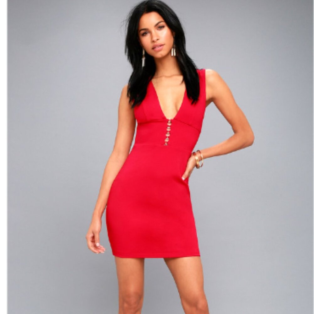 NWT LULU’S SASCHA RED SLEEVELESS BODYCON DRESS